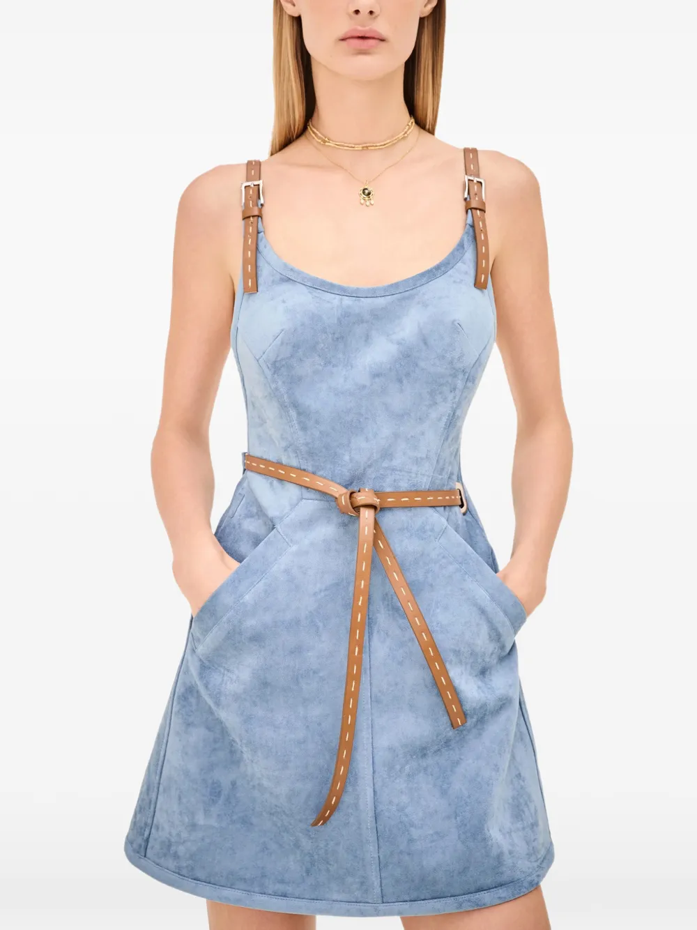 Alexis Kacen Belted Mini Dress - Blue 