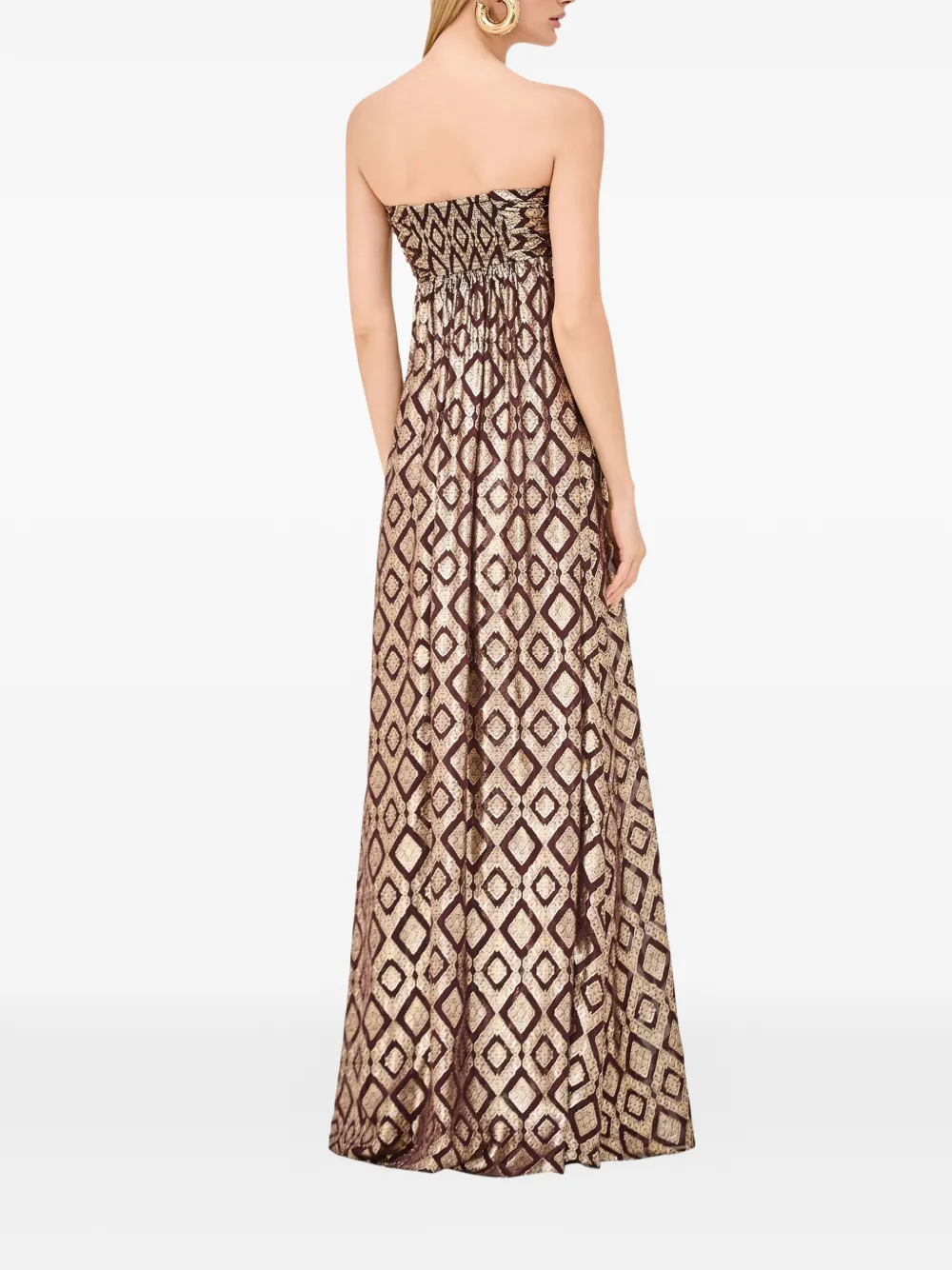  Alexis Geometric Pattern Strapless Top - Gold 