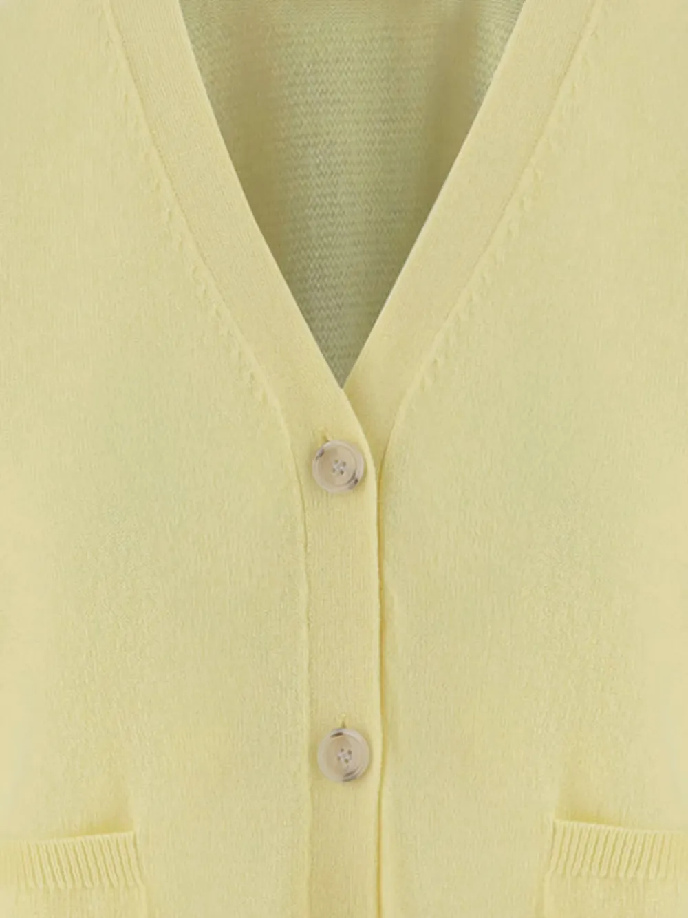  Allude Patch-pockets V-neck Cardigan - Yellow 