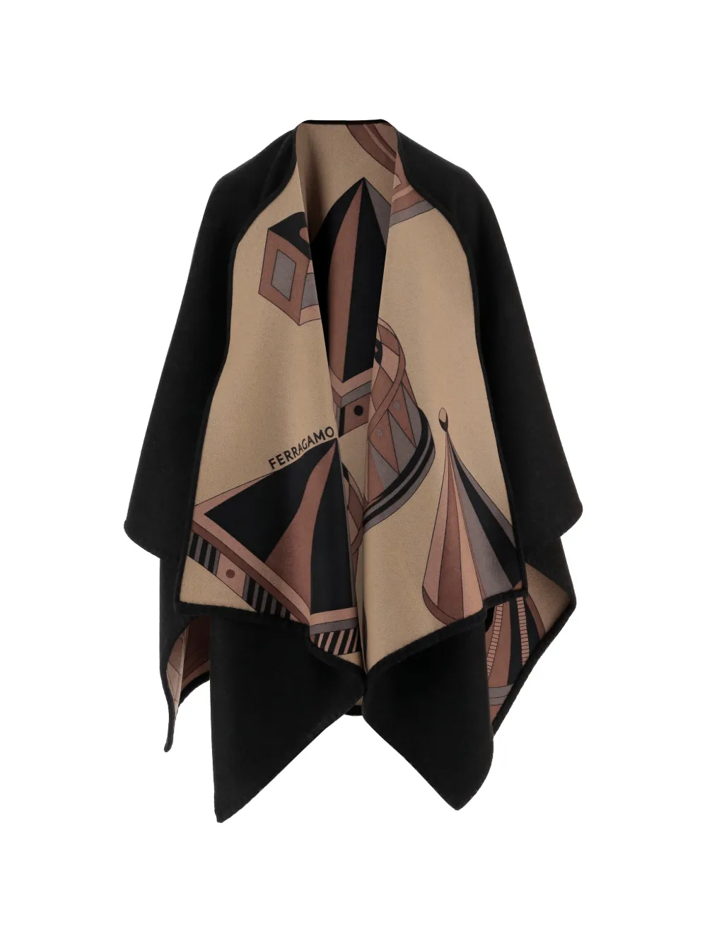 Ferragamo reversible geometric cape - Schwarz