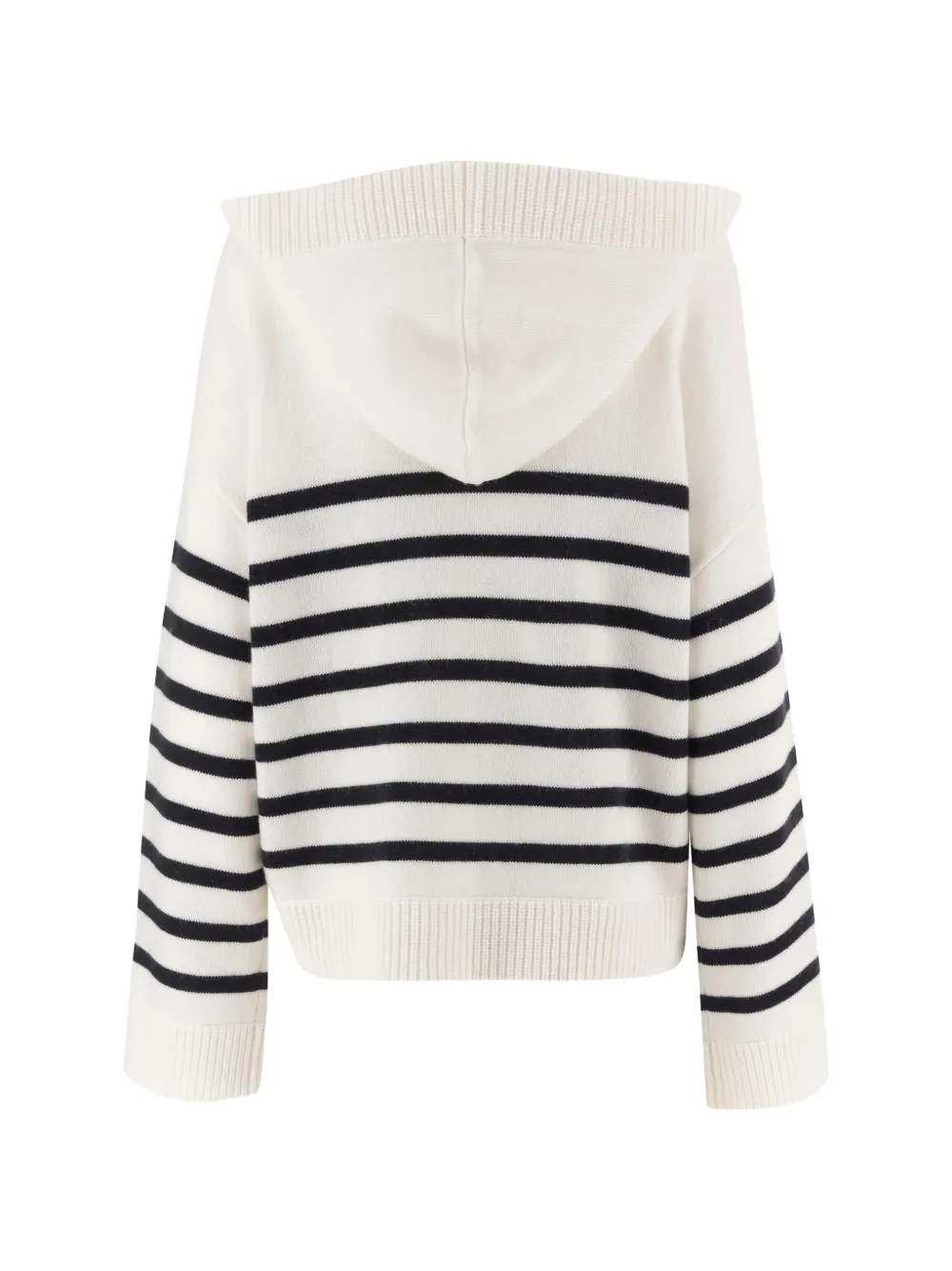  Allude Striped Hooded Sweater - White 