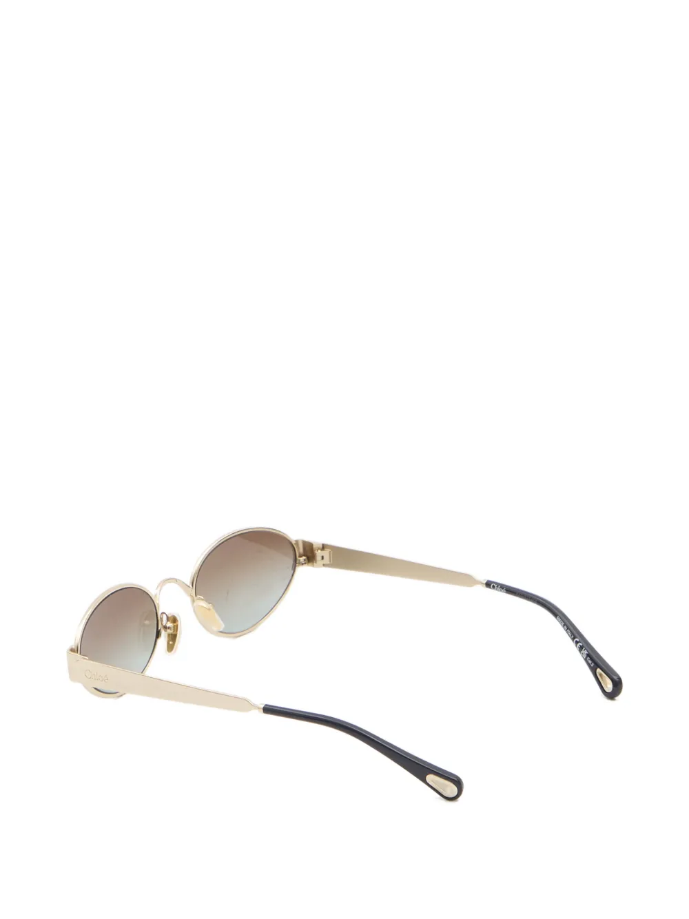  Chloé Holly Gradient Oval-frame Sunglasses - Gold 