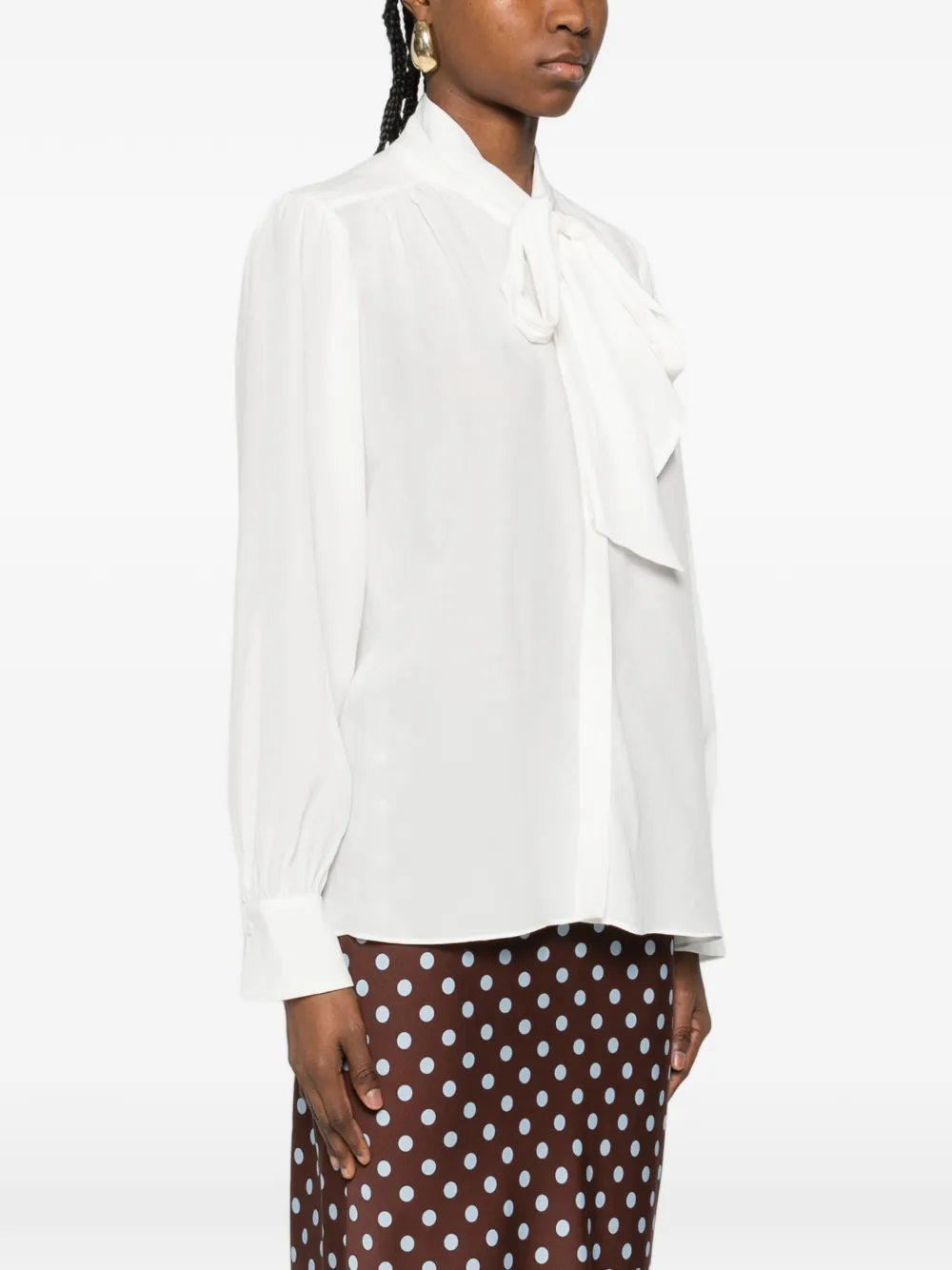 alice + olivia Thayer blouse met strik en lange mouwen Wit