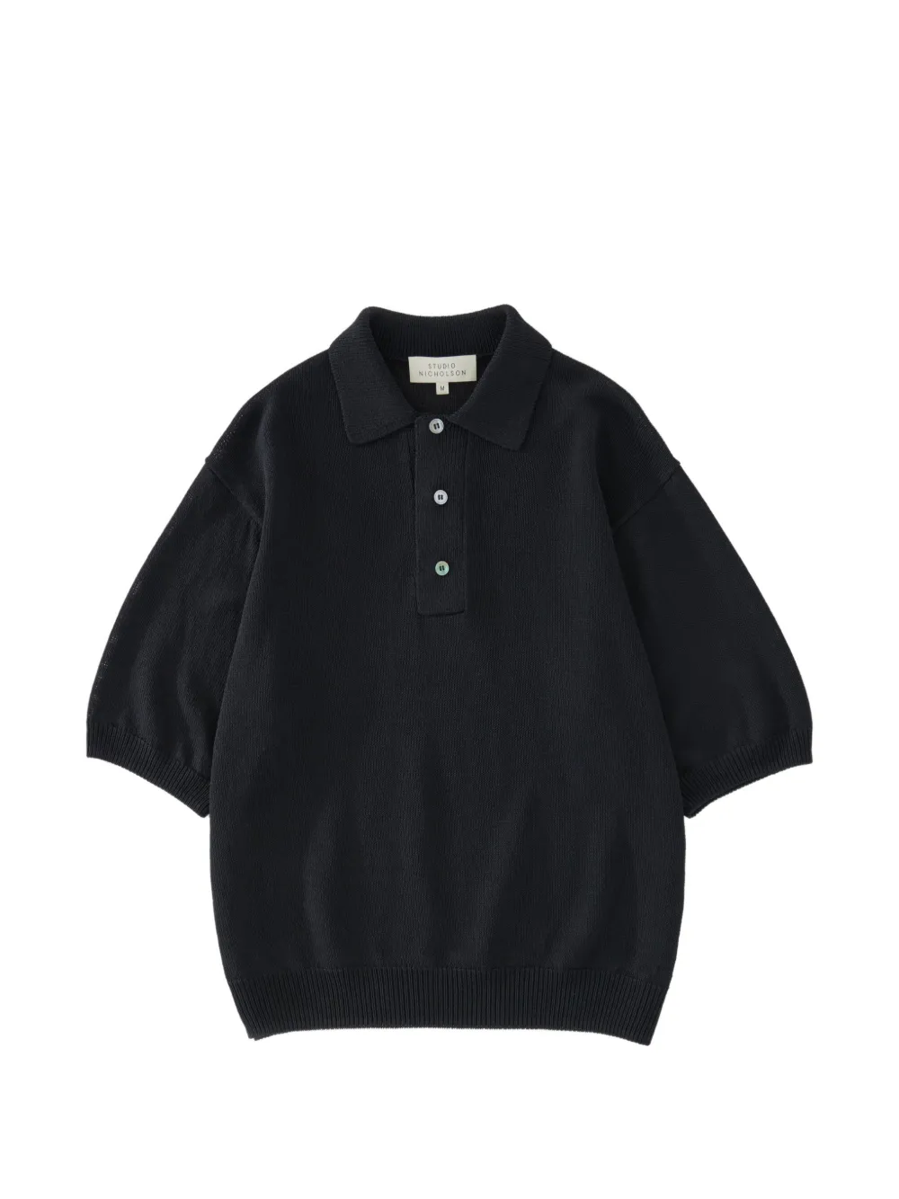 Studio Nicholson Oversized Knit Swing Polo In Black