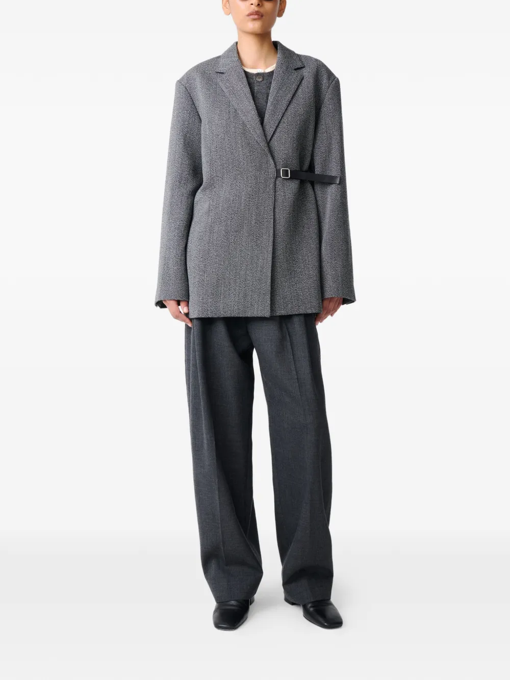 Studio Nicholson Silas Belted Jacket In Gray