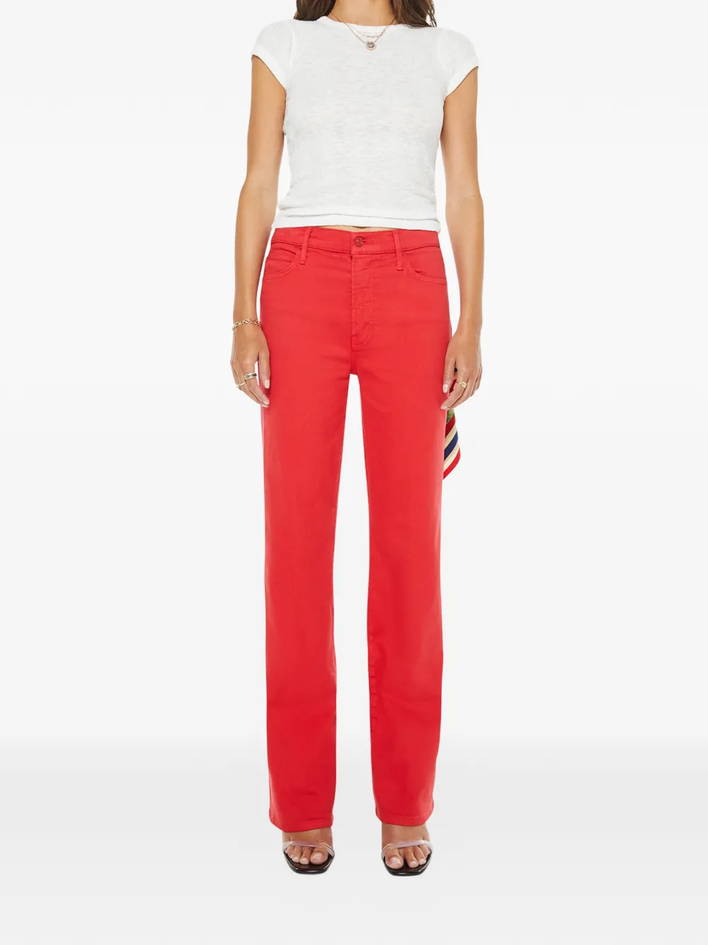 MOTHER Kick flared broek Rood