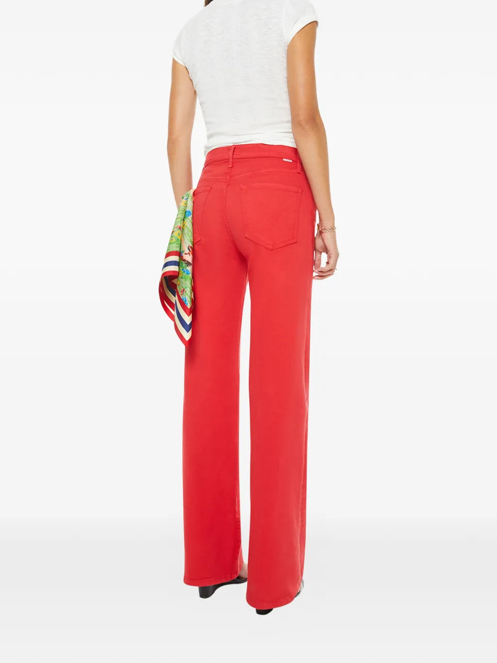 MOTHER Kick flared broek Rood