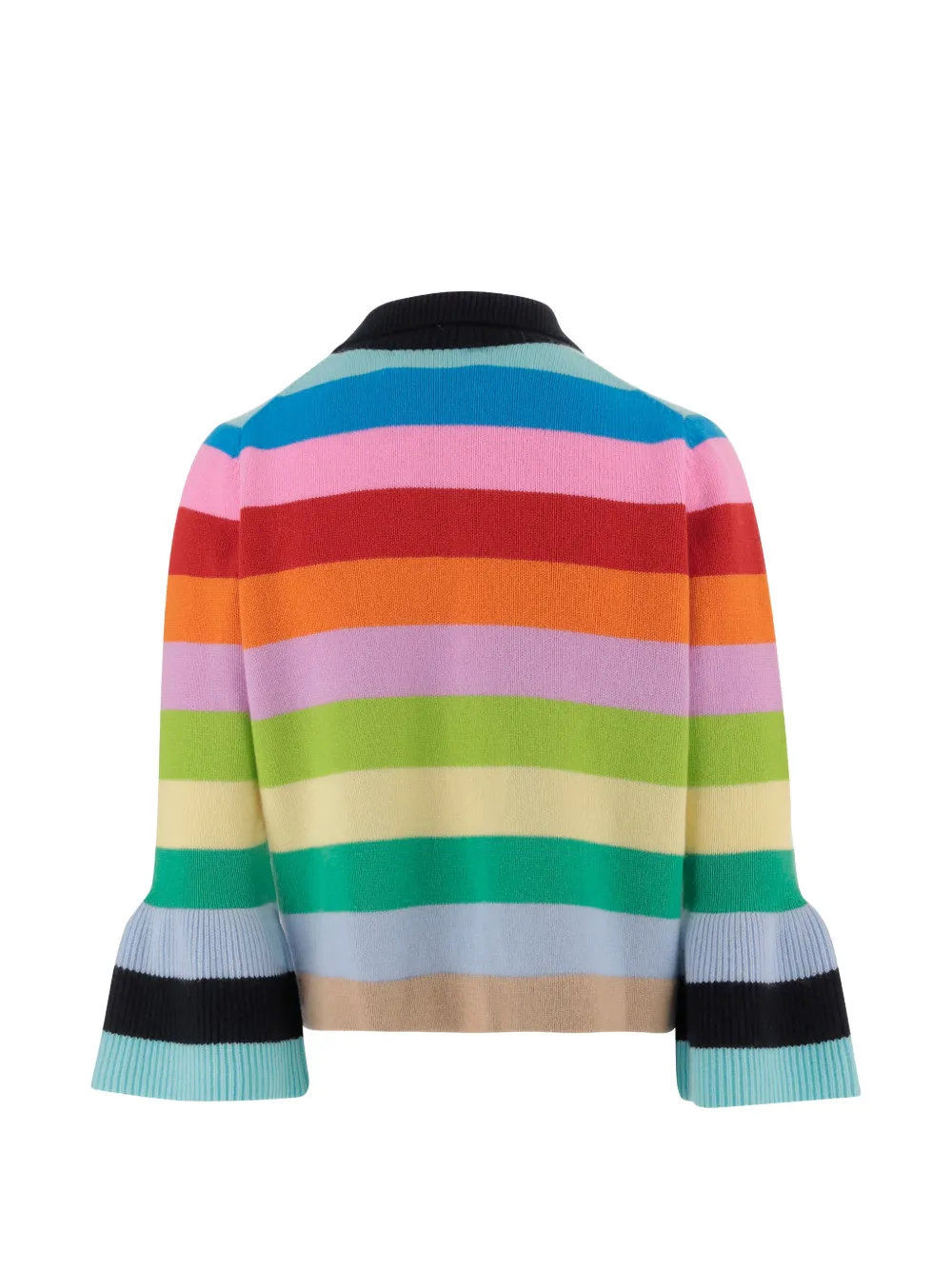  Allude Collared Striped Cardigan - Blue 