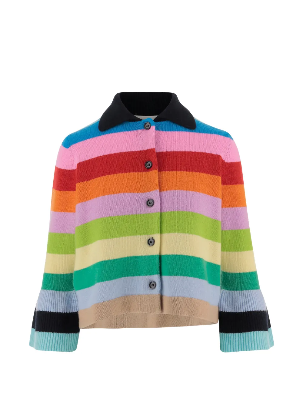 Allude collared striped cardigan - Blu