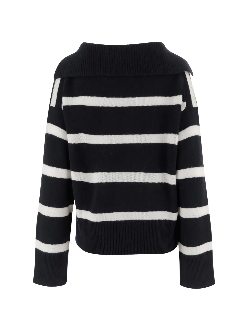  Allude Striped V-neck Sweater - Blue 