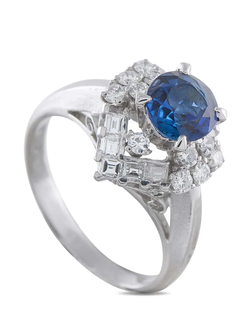 LB Exclusive platinum 0.66ct diamond and sapphire ring - Argento