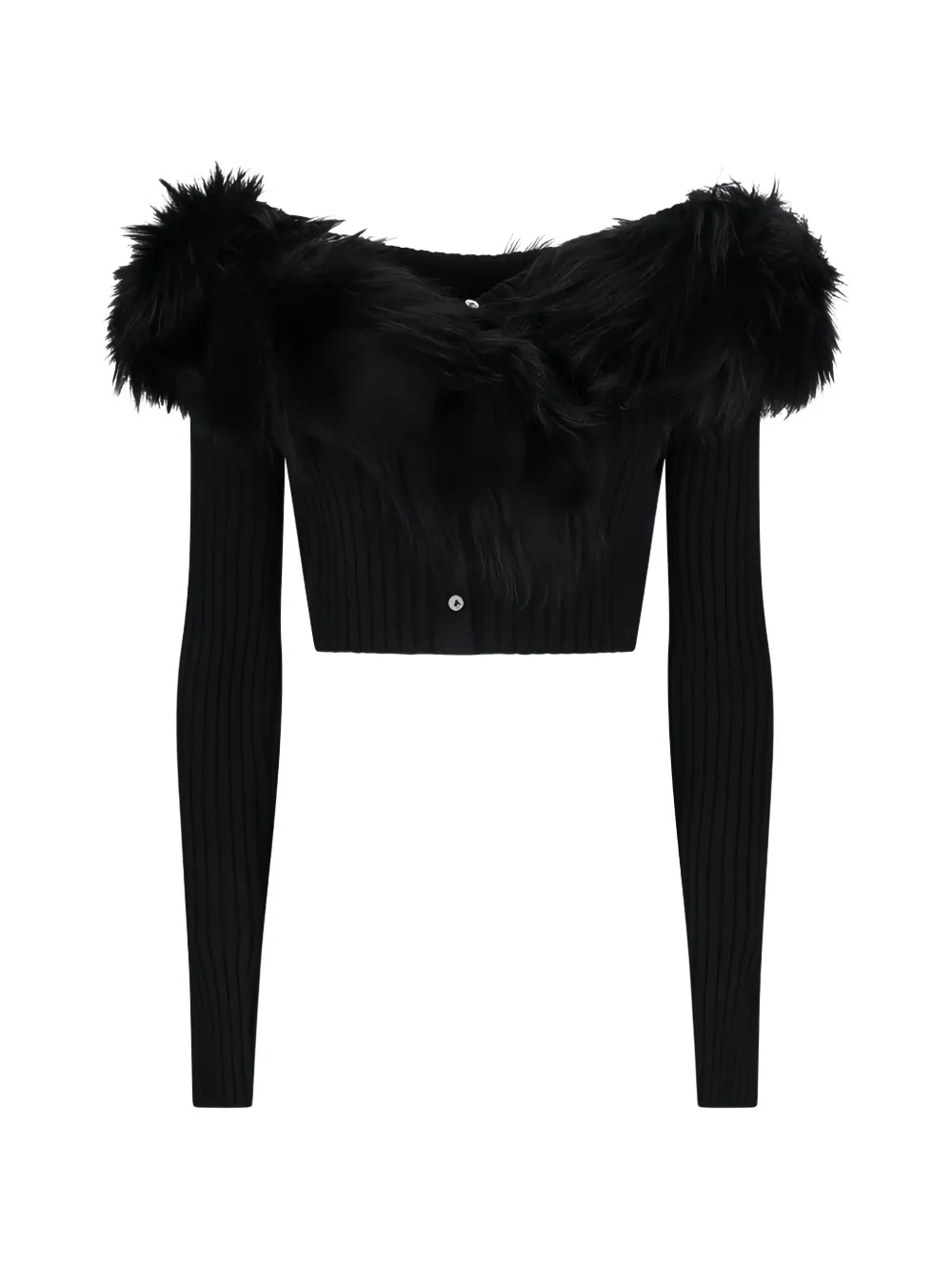 Blumarine faux-fur trimmed cardigan - Nero