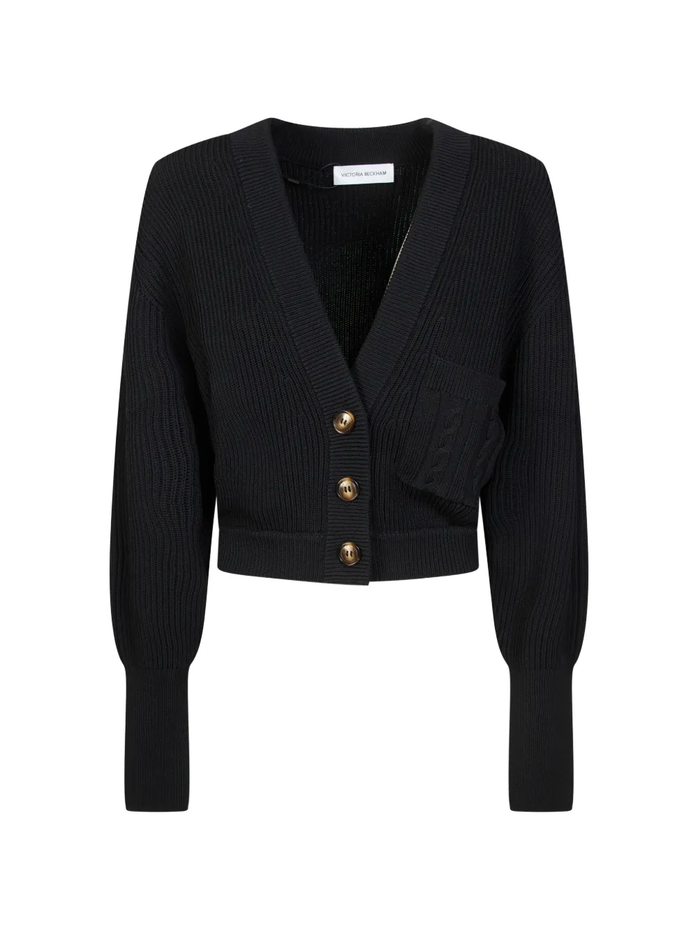 Victoria Beckham Button Cropped Cardigan In Black
