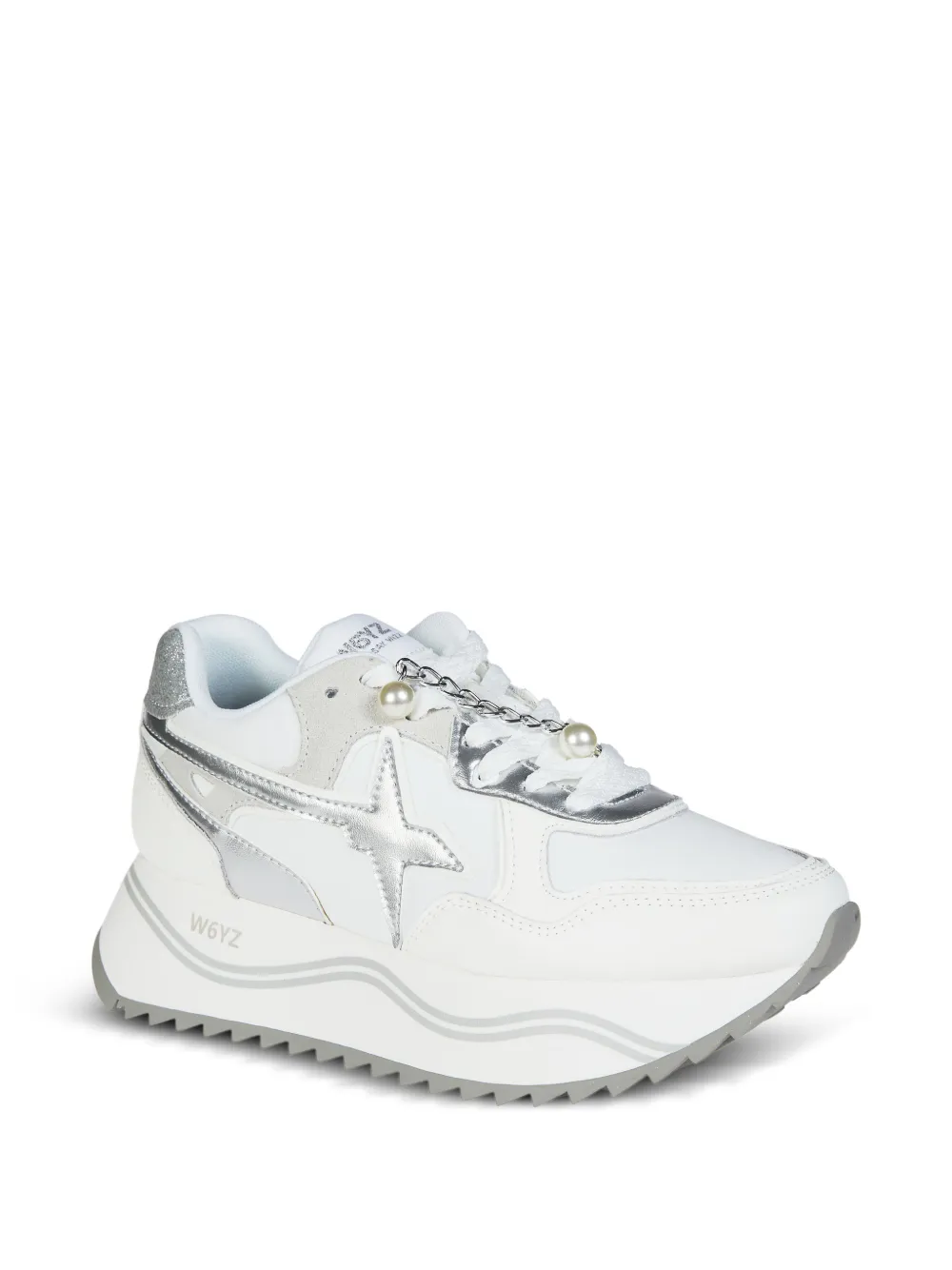 W6YZ Sneakers verfraaid met parels en sterpatch Wit
