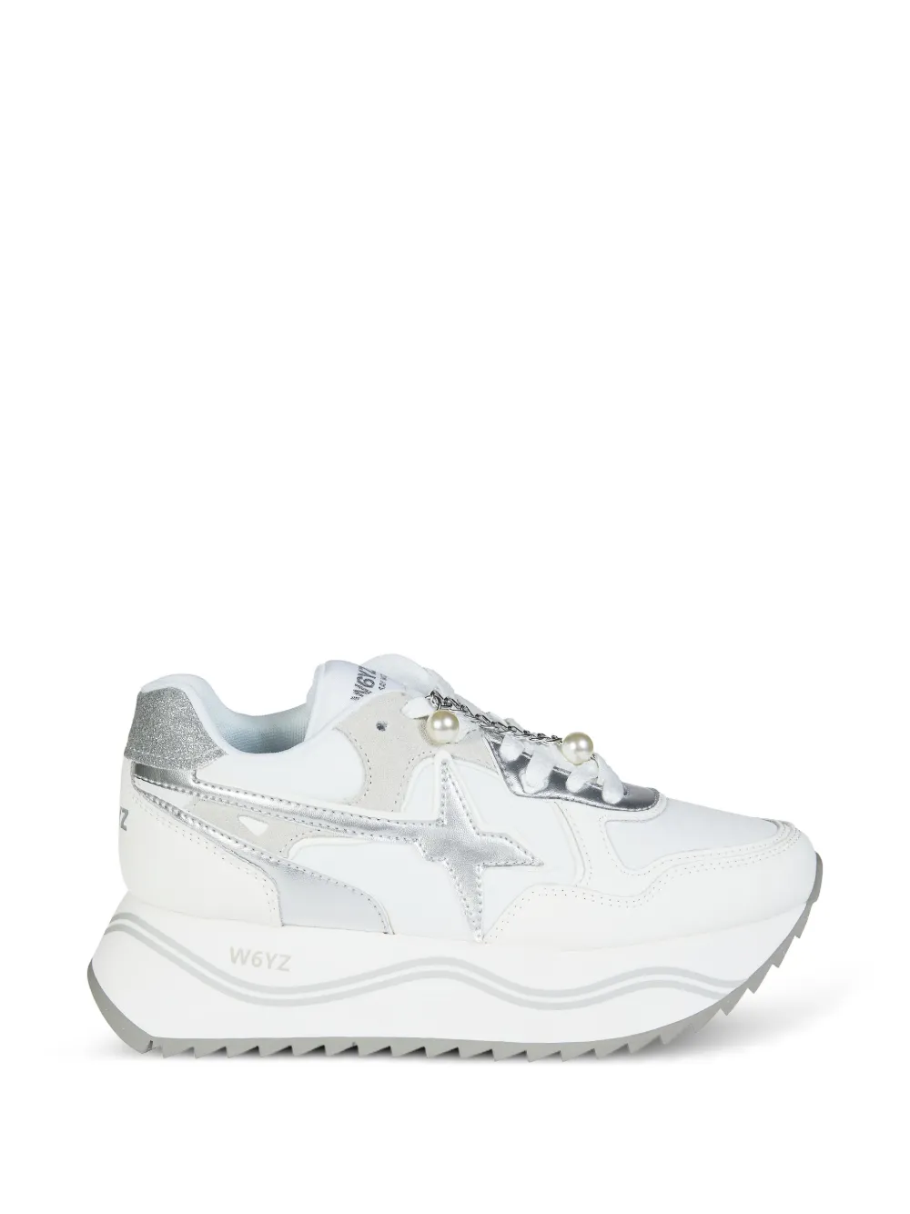 W6YZ pearl-embellished star-patch sneakers - Weiß