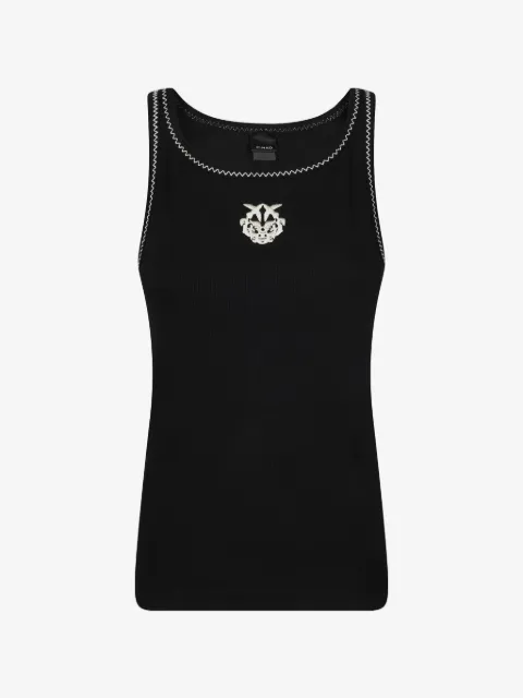 PINKO ribbed vest top with Love Birds embroidery