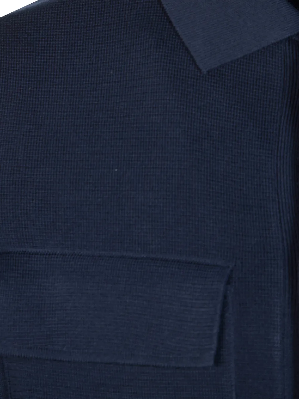 Chest-Pockets Buttoned Knitted Jacket