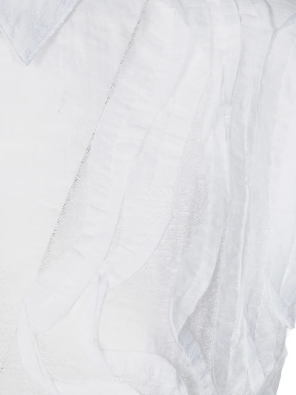  Alpha Studio Voile Ruffled Shirt - White 