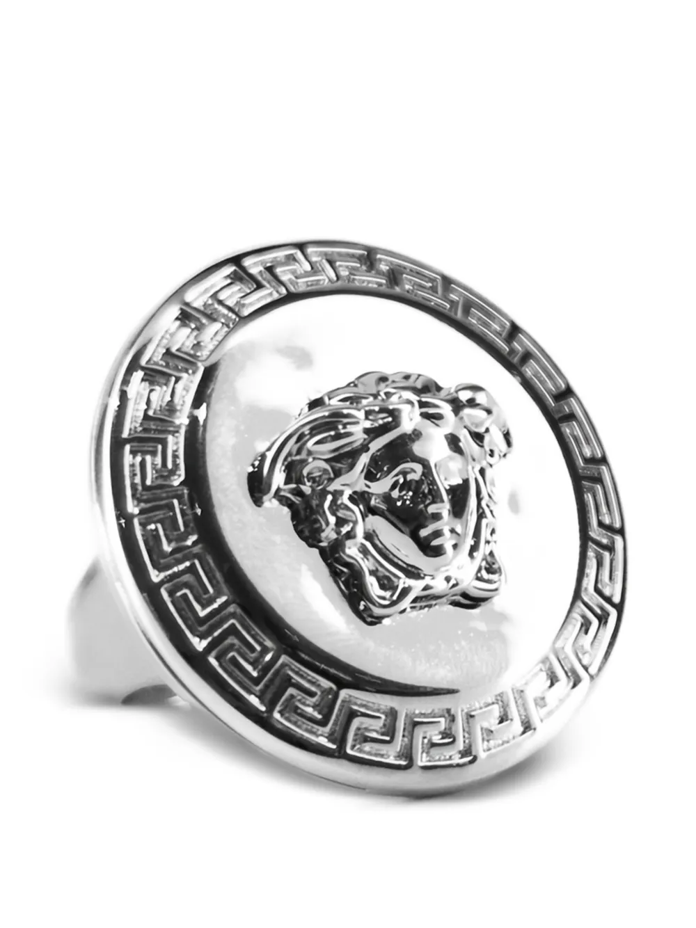 Versace Medusa greek-key ring - Argento
