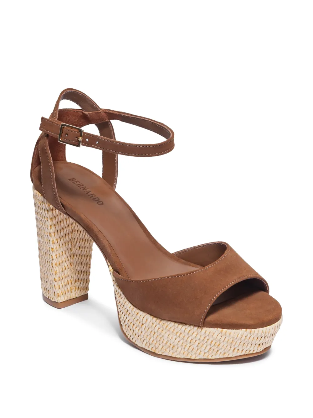 Bernardo Valeria sandalen met plateauzool en blokhak Bruin