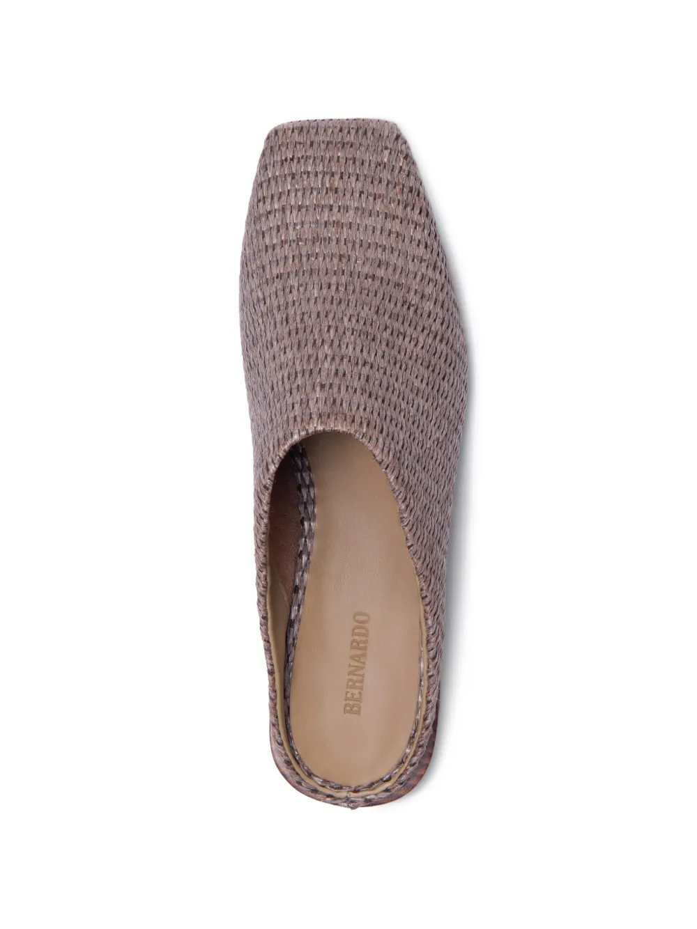 Bernardo Porto geweven muiltjes met blokhak Beige