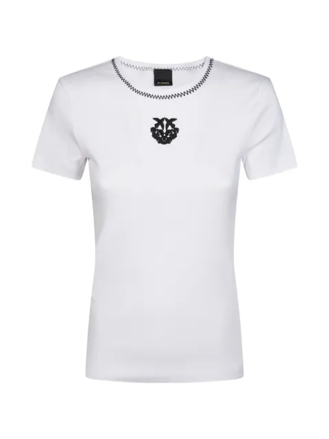 PINKO fine-rib T-shirt with Love Birds embroidery