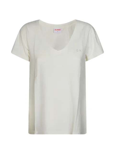 Sun68 V-neck logo-embroidered T-shirt