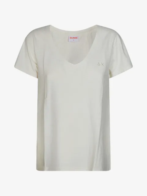 Sun68 V-neck logo-embroidered T-shirt