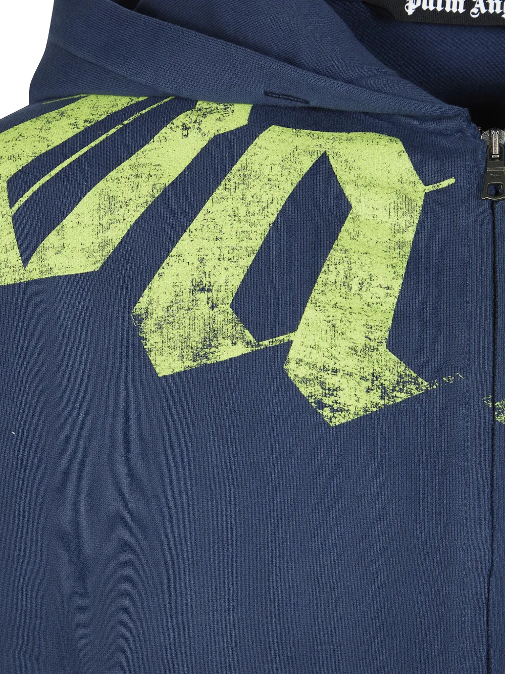 Palm Angels Big Neck hoodie met rits met logoprint Blauw