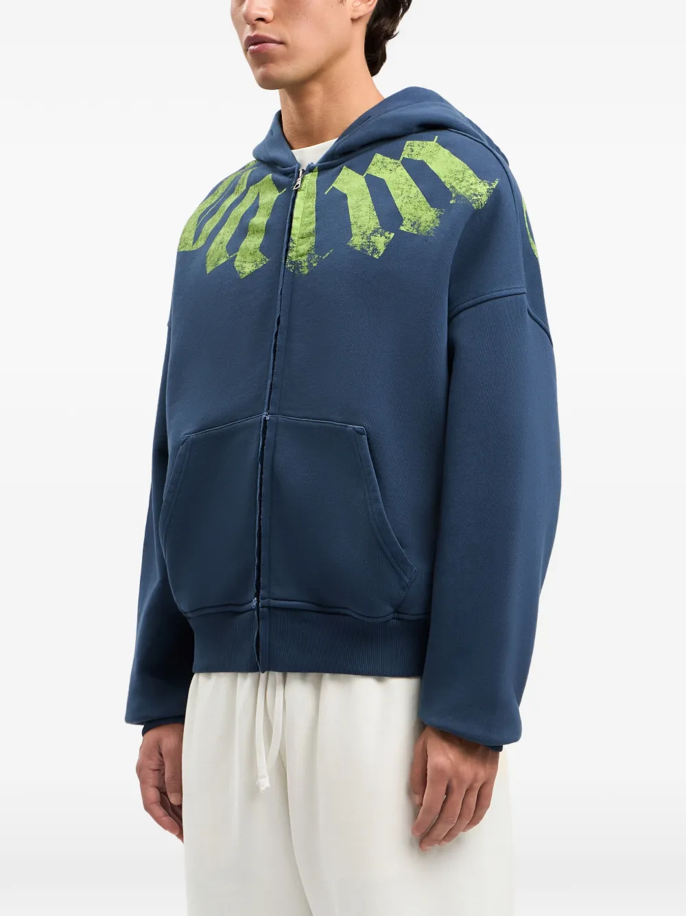 Palm Angels Big Neck hoodie met rits met logoprint Blauw