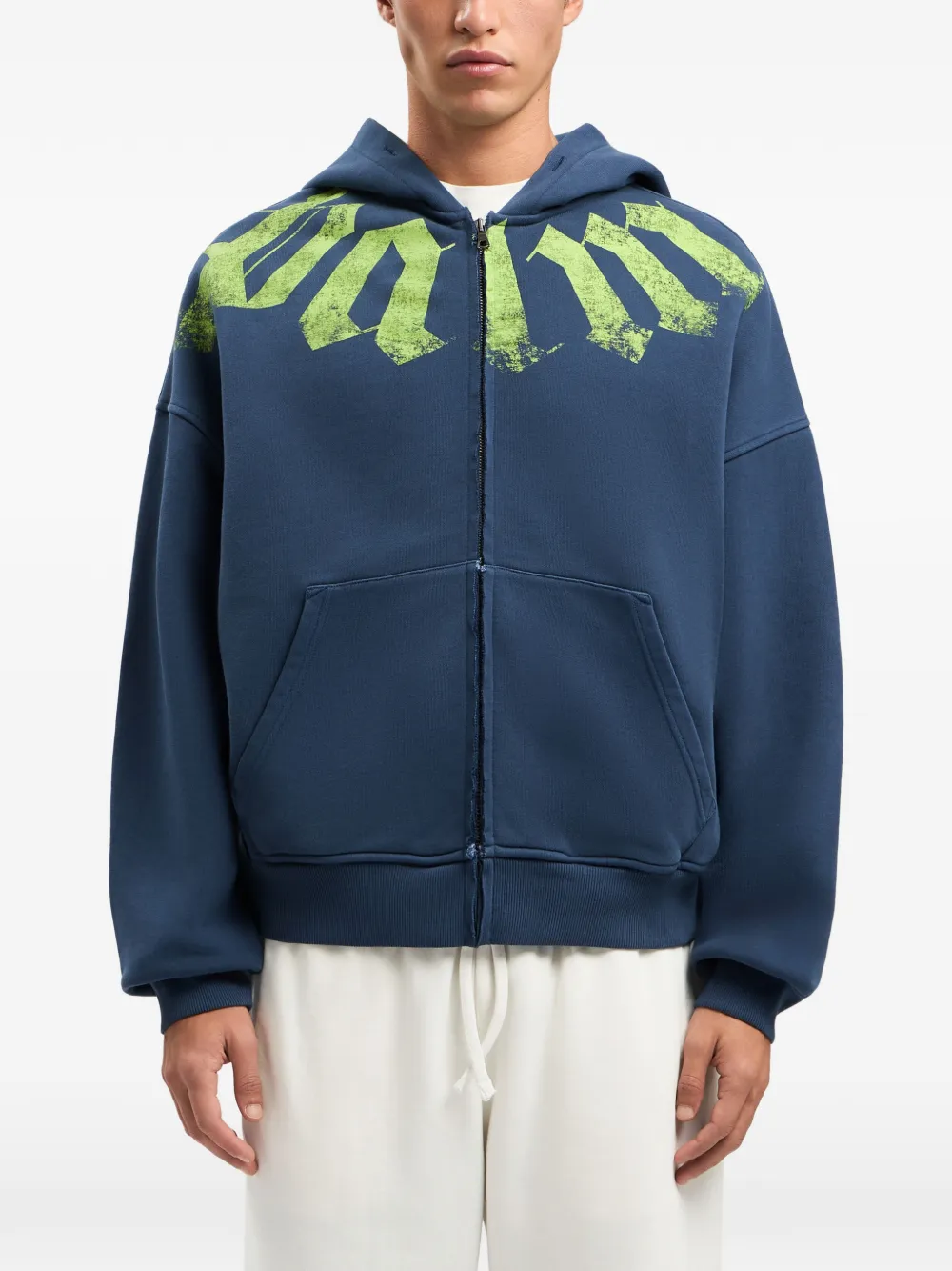 Palm Angels Big Neck hoodie met rits met logoprint Blauw