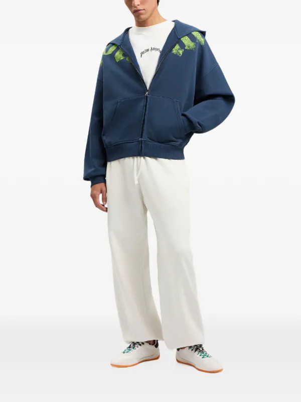 Palm Angels Big Neck Logo Zip Hoodie | Blue | FARFETCH