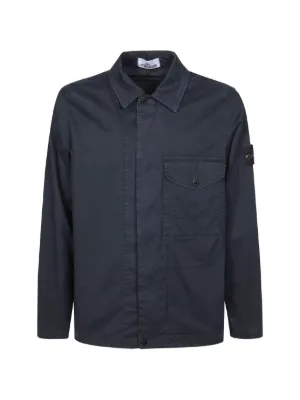 Stone Island zip-fastening patch-pocket Shirt Jacket | Blue | FARFETCH