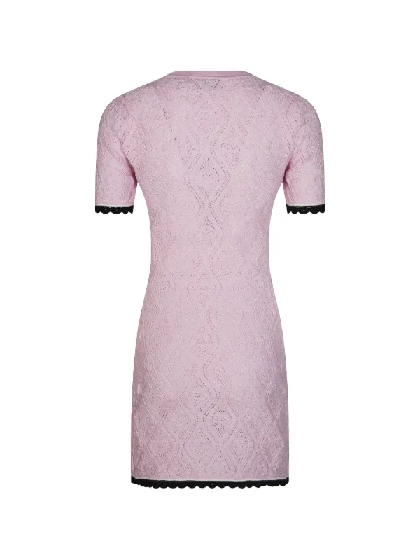pointelle knit mini dress Jolessa Ruffle-Trim Pointelle-Knit Mini Dress in White