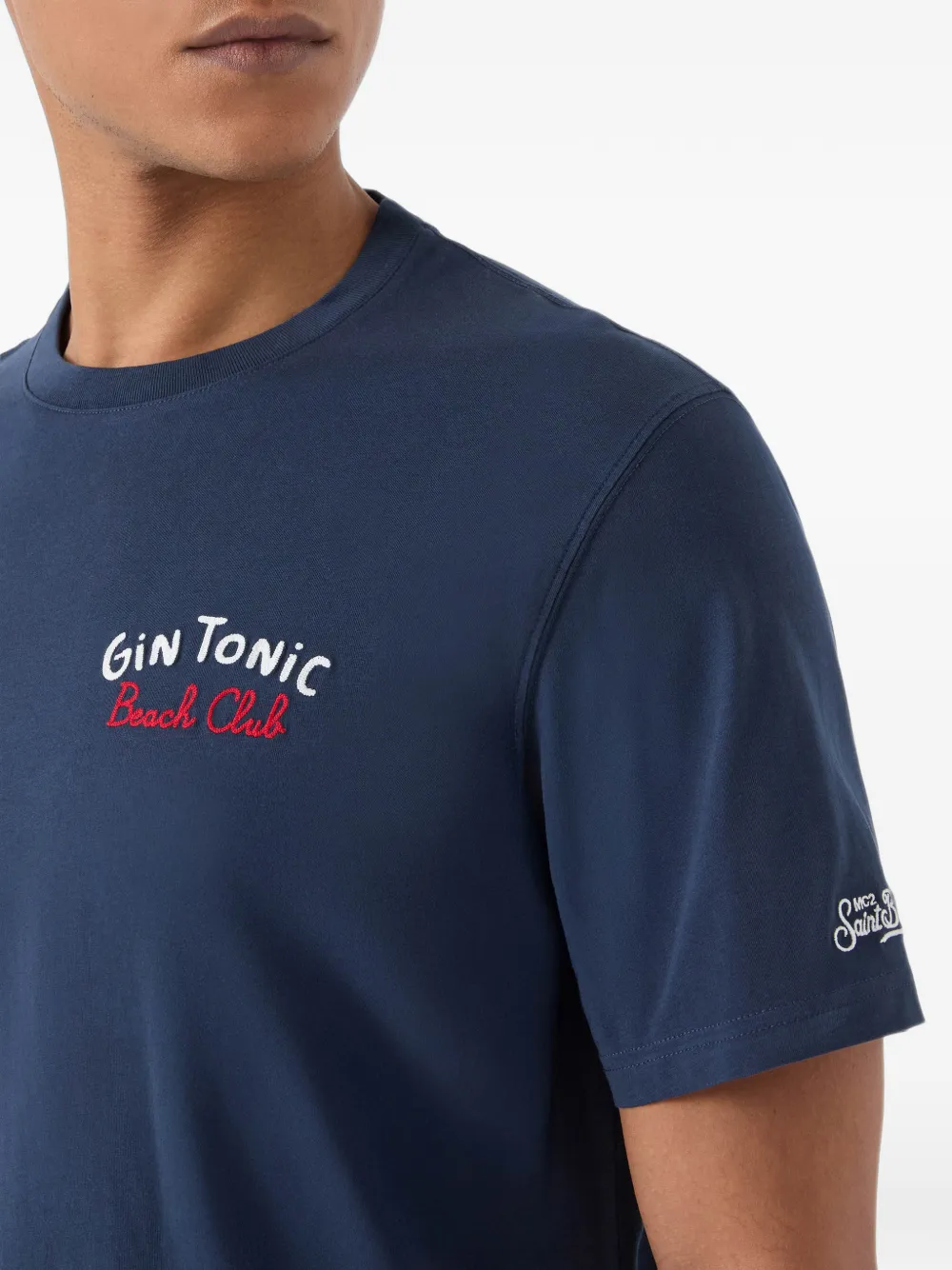 MC2 Saint Barth Portland T-shirt met grafische print en borduurwerk Blauw