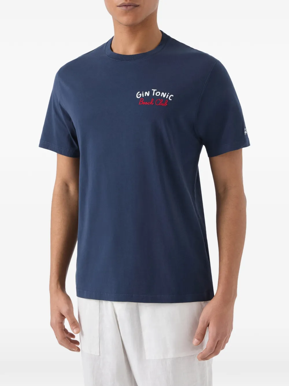 MC2 Saint Barth Portland T-shirt met grafische print en borduurwerk Blauw