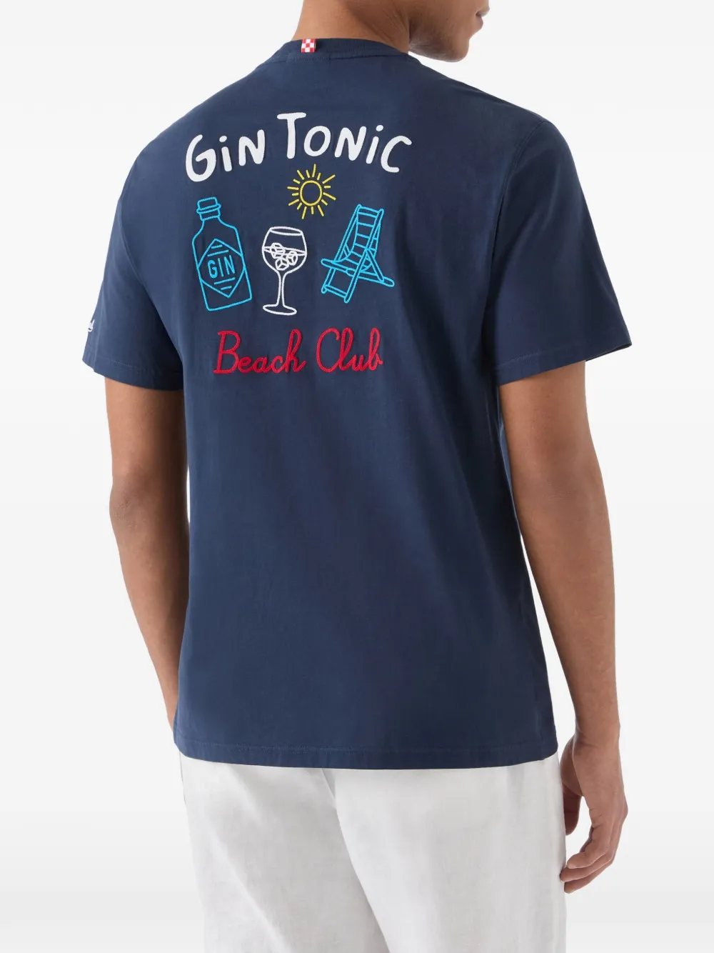 MC2 Saint Barth Portland T-shirt met grafische print en borduurwerk Blauw