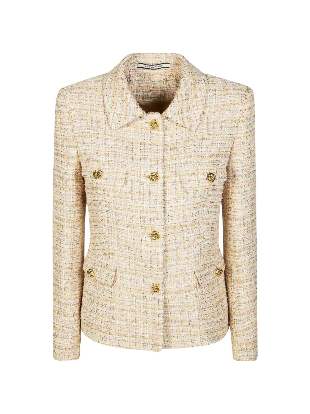 Tagliatore India collared tweed jacket - Nude