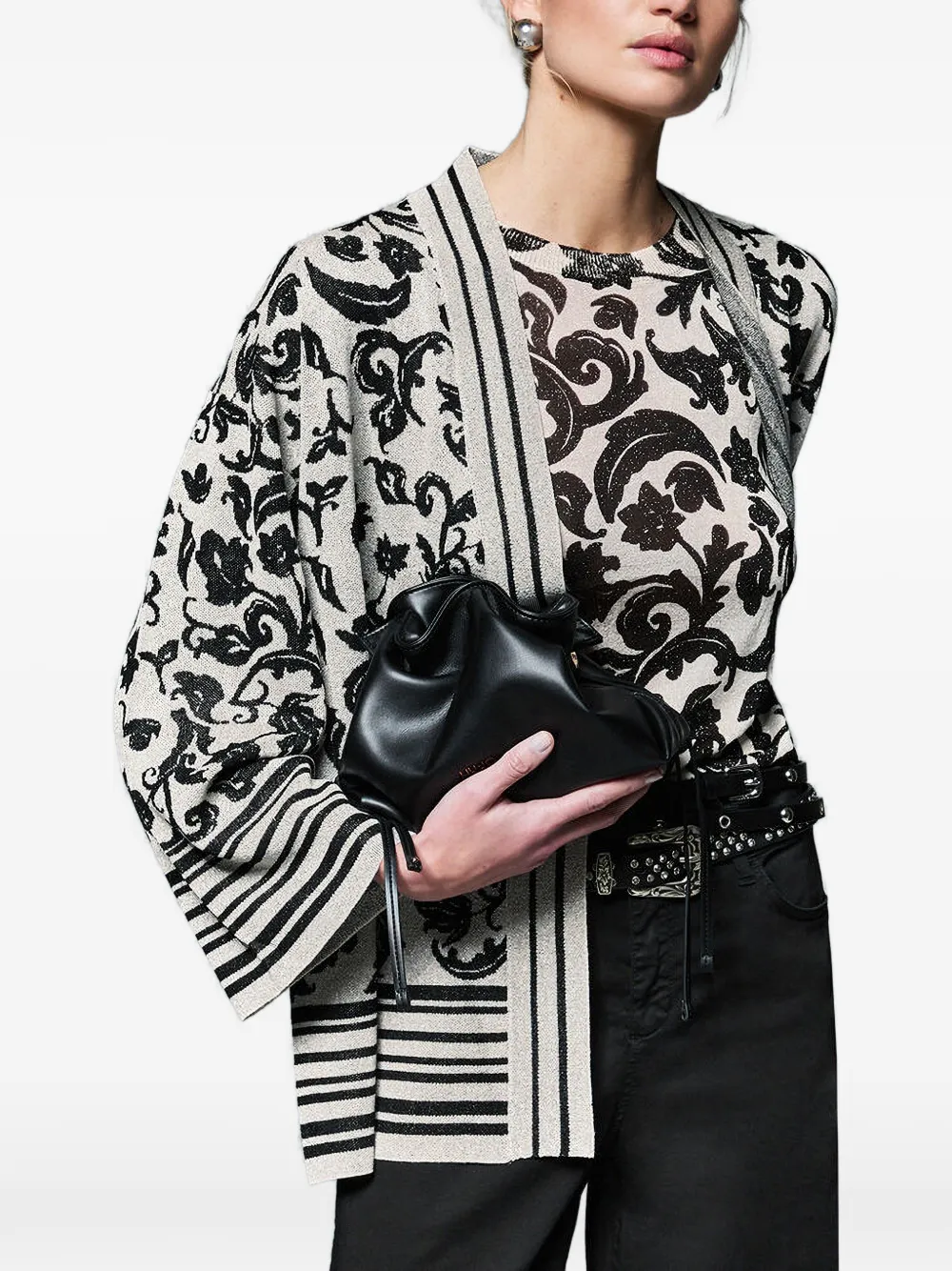 LIU JO floral stripe cardigan - Grigio