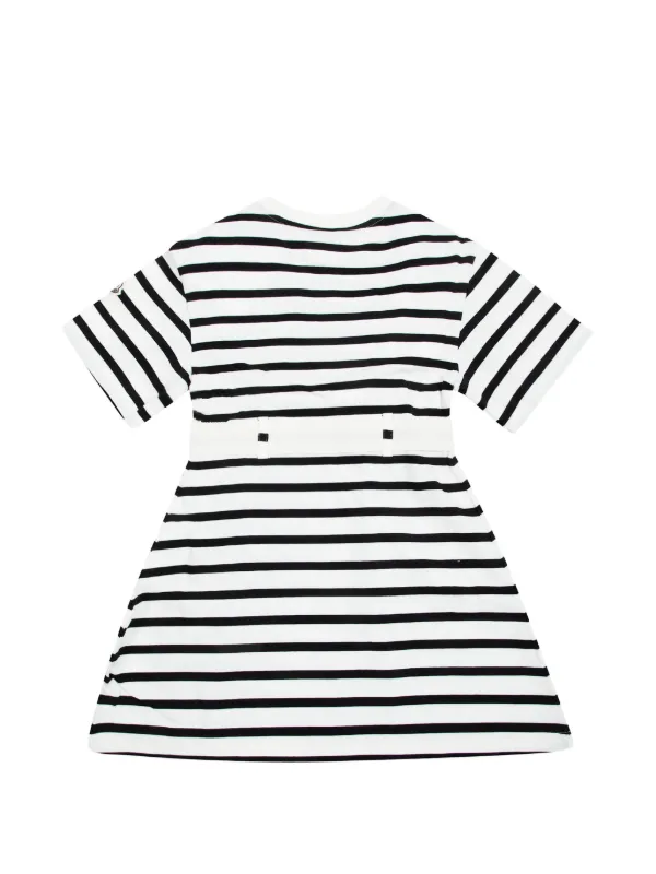 Moncler Enfant ストライプ スパンコール ワンピース | ホワイト