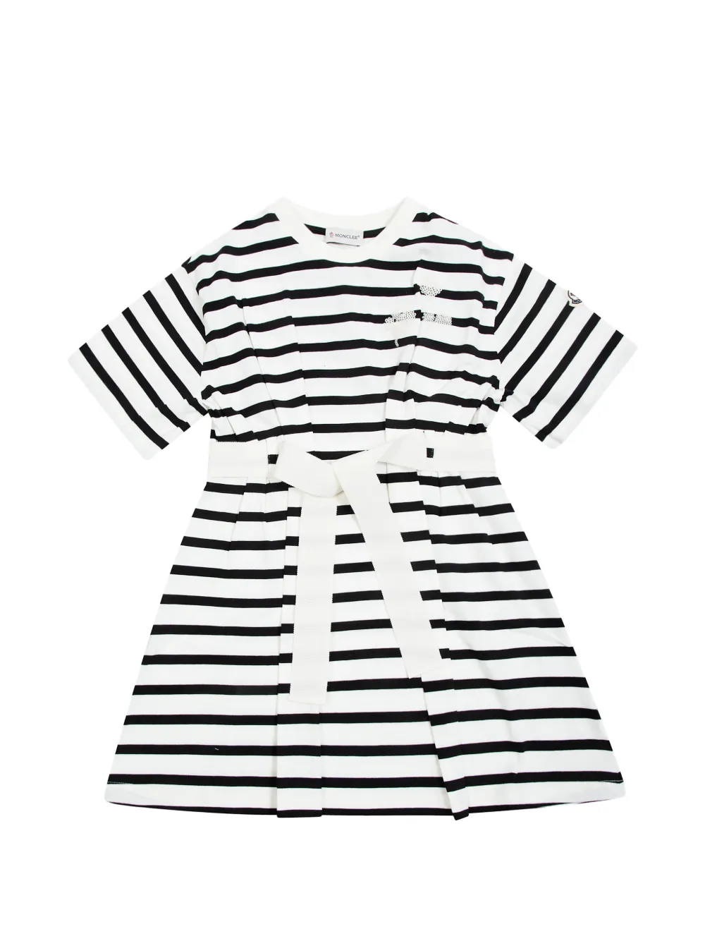 Moncler Enfant ストライプ スパンコール ワンピース | ホワイト