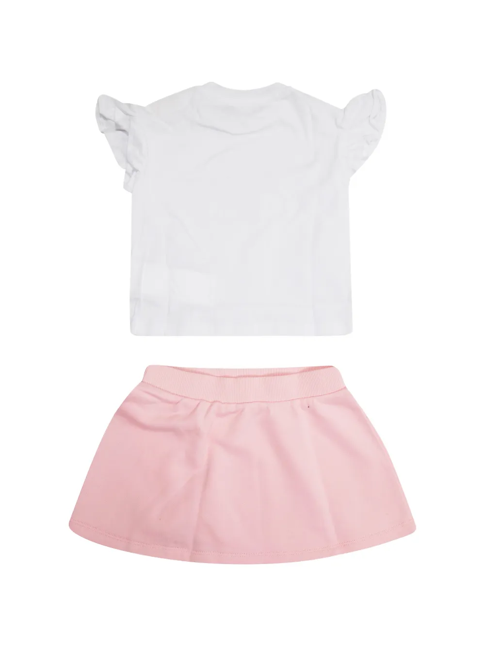 Ruffled-Sleeve Teddy-Print T-Shir And Skirt Set