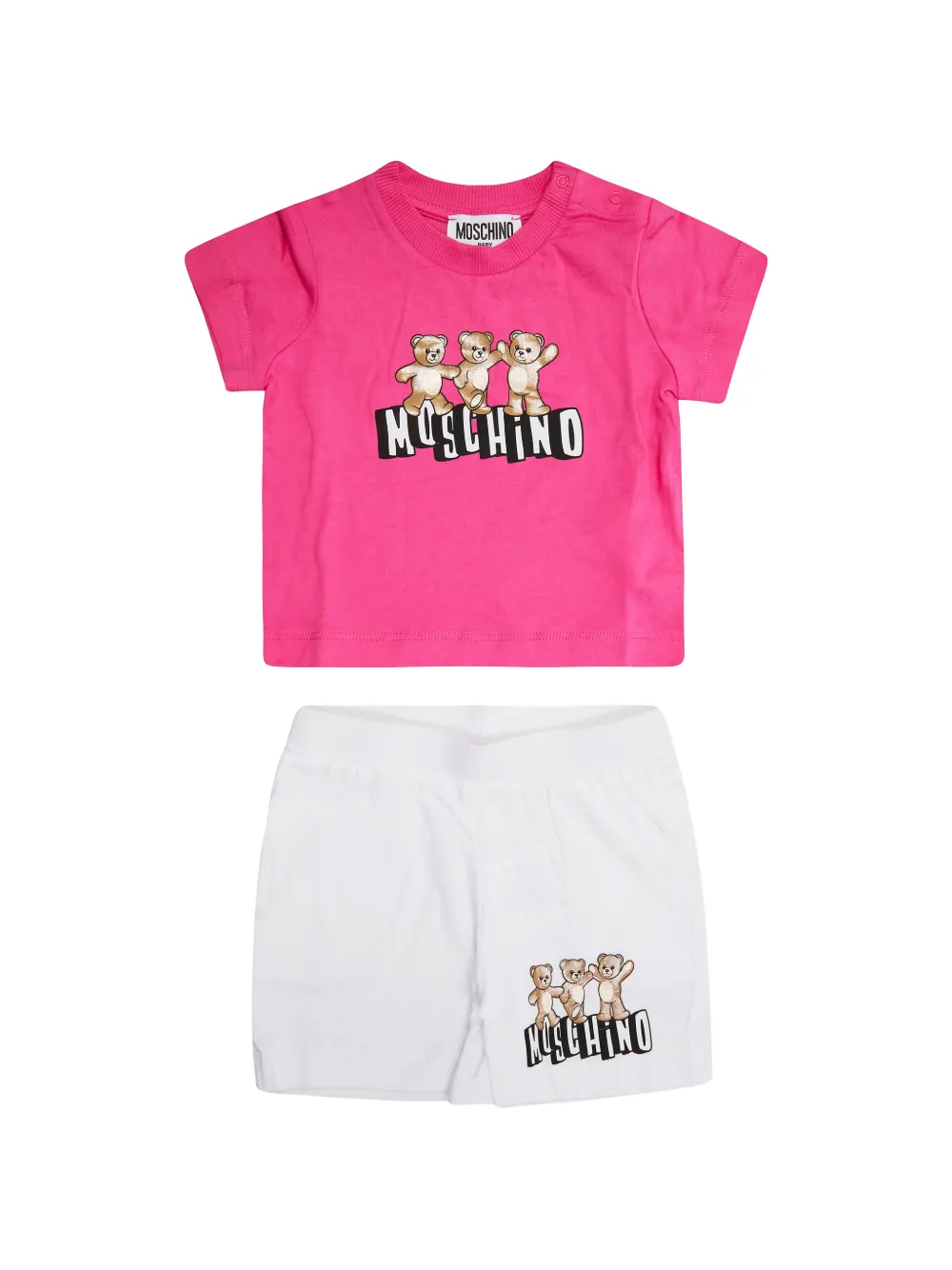 Moschino Kids teddy-bear print T-shirt and short set - Rosa