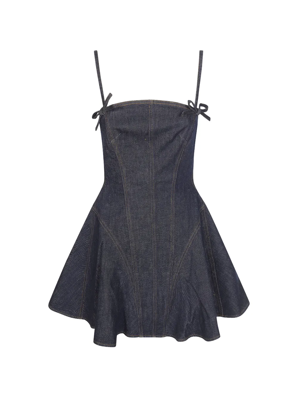 Self-Portrait bow denim mini dress - Blu