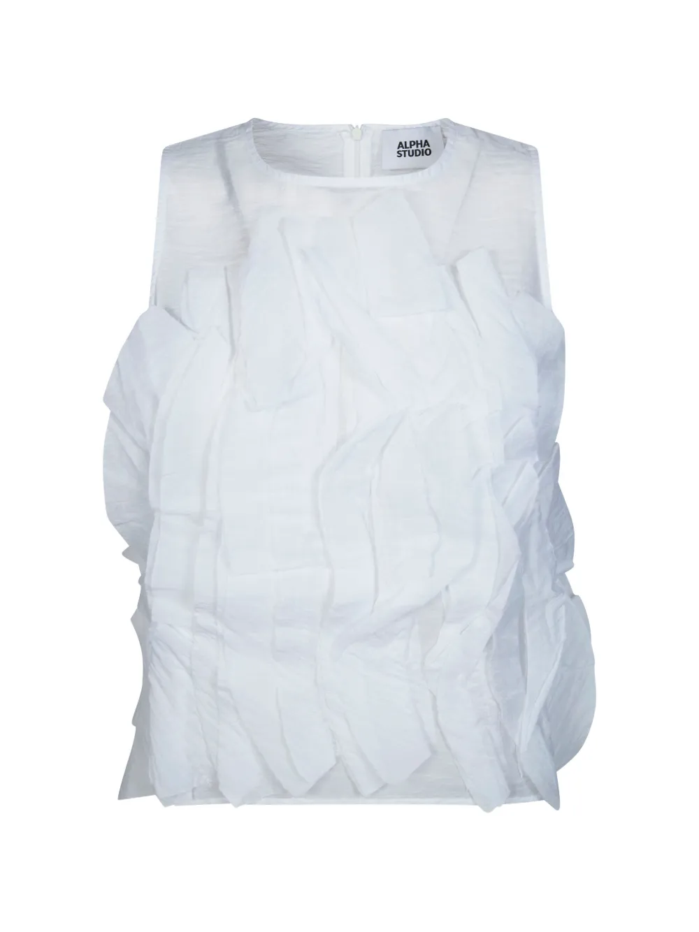 ALPHA STUDIO ruffled sleeveless cotton top - Bianco