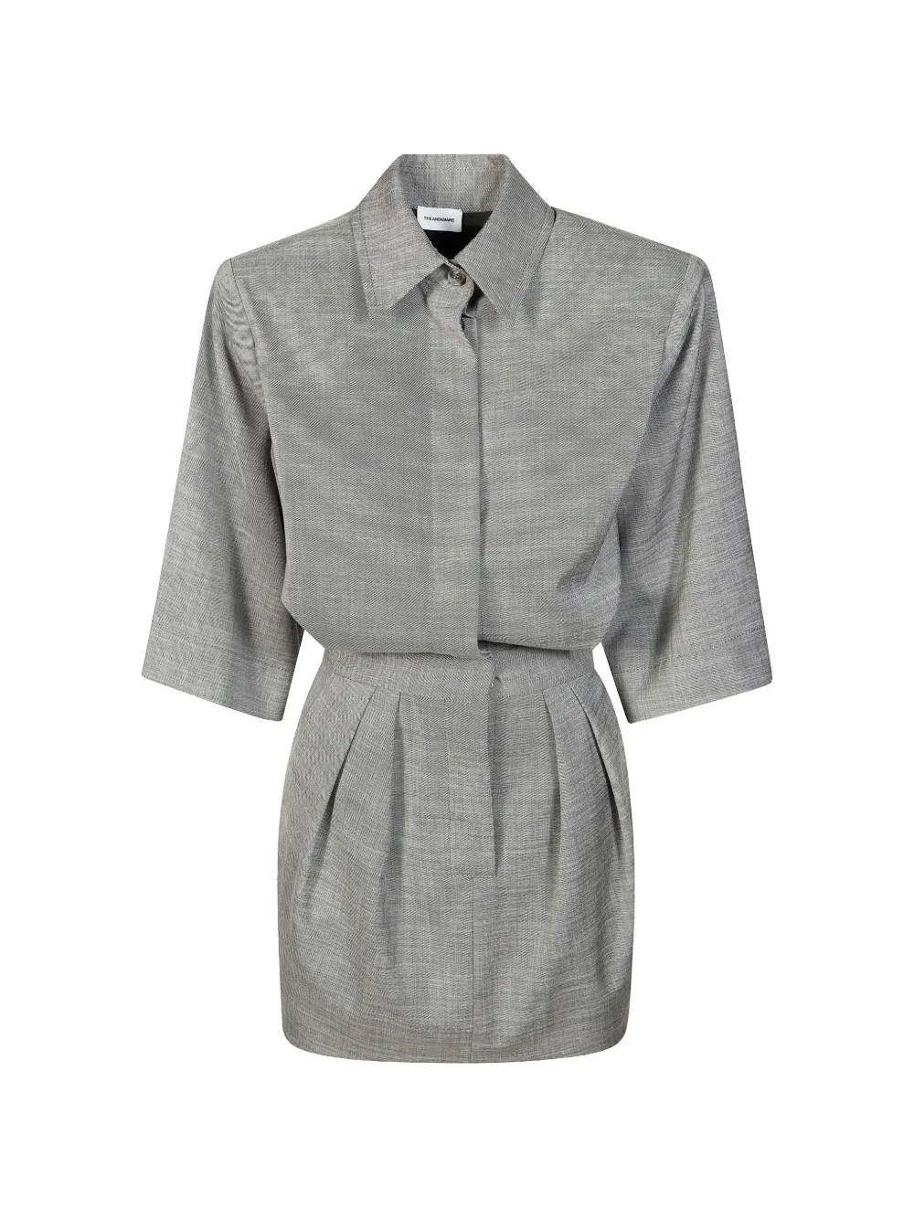 THE ANDAMANE Axel padded-shoulder mini dress - Grigio