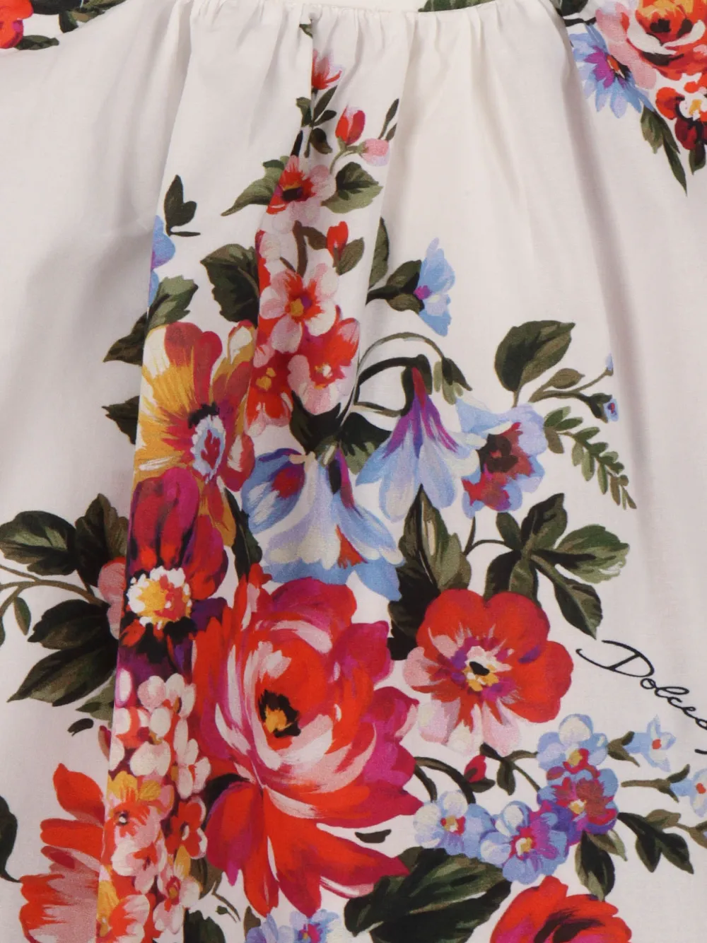 Dolce & Gabbana Kids Jurk met bloemenprint en korte mouwen Wit