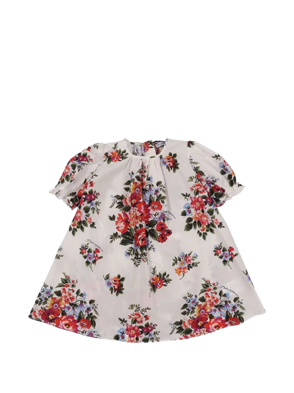 Dolce & Gabbana Kids floral short-sleeve dress - White