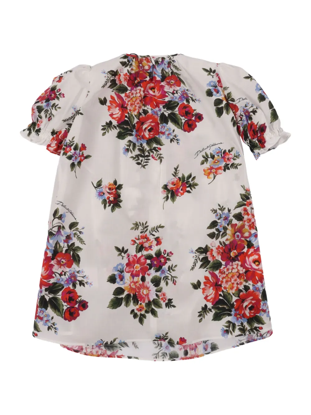Dolce & Gabbana Kids Jurk met bloemenprint en korte mouwen Wit