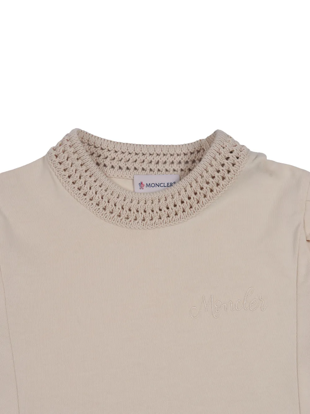Moncler Enfant Jurk met gehaakte afwerking Beige